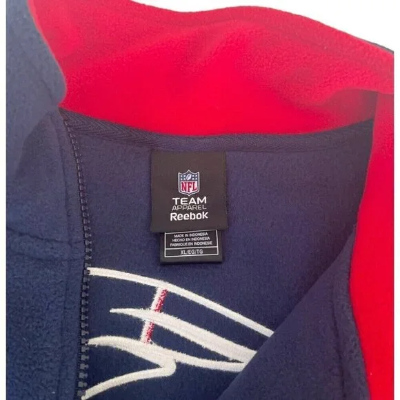 NFL Team Apparel Reebok Men's Sz XL Blue Patriots Fleece Pullover Jacket - Picture 5 of 8